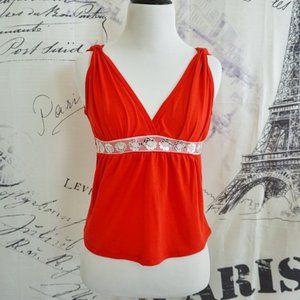 Red Grecian Babydoll Top - Size S